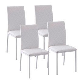 Lot de 4 chaises de salon design Chesterfield MARLY blanc