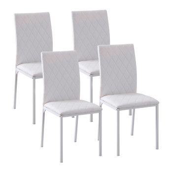Lot de 4 chaises de salon design Chesterfield MARLY blanc