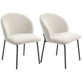 Lot de 2 chaises de salle à manger velours côtelé VIVIO crème