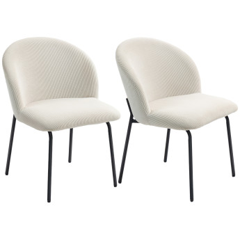 Lot de 2 chaises de salle à manger velours côtelé VIVIO crème