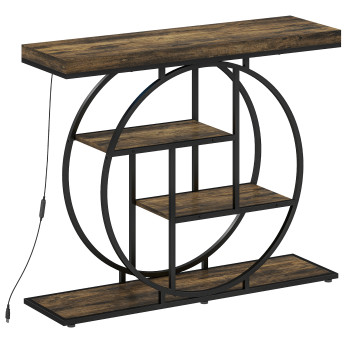 Console lumineuse LED design industriel PHARY effet bois et noir