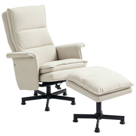 Fauteuil de massage néo-rétro avec repose-pieds CULKIN beige