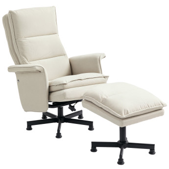 Fauteuil de massage néo-rétro avec repose-pieds CULKIN beige