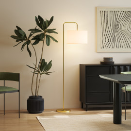 Lampadaire design néo-rétro KINU blanc et doré