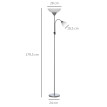 Lampadaire 2 têtes base métal MARIANA argent et blanc