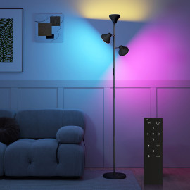 Lampadaire 3 têtes avec télécommande SYLLA noir