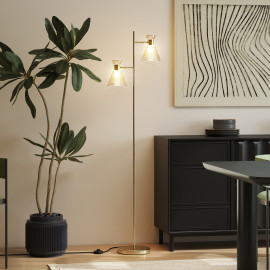 Lampadaire design double tête CANDY doré