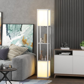Lampadaire étagère double éclairage DUBBY blanc cristal