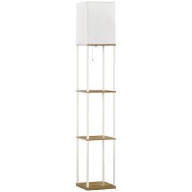 Lampadaire étagère aspect bois ULLY blanc