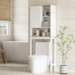Meuble dessus de toilettes bohème PENZY naturel et blanc