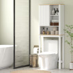 Meuble dessus de toilettes bohème PENZY naturel et blanc