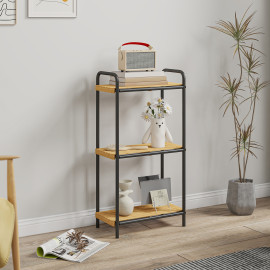 Étagère salle de bains bambou AZERA noir et bois naturel