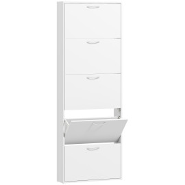 Meuble à chaussures colonne 5 tiroirs KENZY blanc