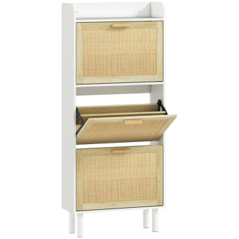 Meuble à chaussures cannage rotin ALBAN naturel et blanc