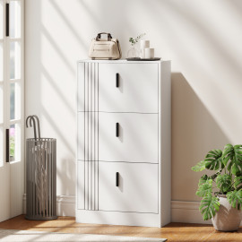 Meuble à chaussures 3 portes OLAF blanc et noir