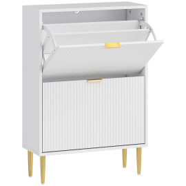 Meuble à chaussures style art déco 2 portes BALMY blanc