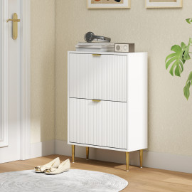 Meuble à chaussures style art déco 2 portes BALMY blanc
