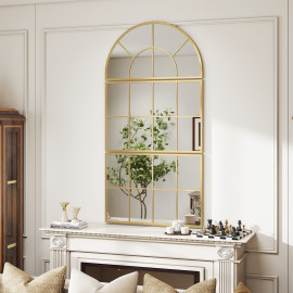 Miroir mural style verrière 76 x 149 cm MAURY doré