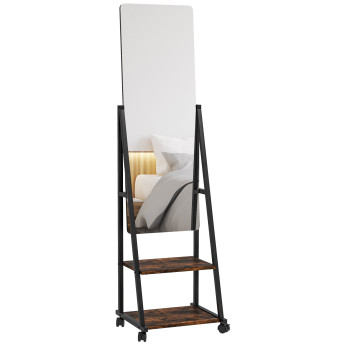 Miroir sur pied rectangulaire 37 x 108 cm MILERA noir et marron