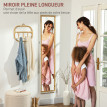 Miroir sur pied ou mural 37 x 157 cm PETER blanc et bois clair