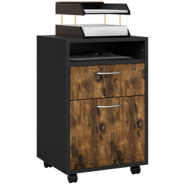 Caisson de bureau MARCI effet bois vieilli et noir