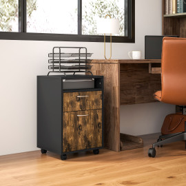 Caisson de bureau MARCI effet bois vieilli et noir