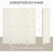 Paravent intérieur pliable 4 panneaux LIMED blanc