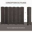 Paravent intérieur pliable 6 panneaux LING chocolat
