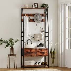 Vestiaire avec banc à chaussures REVAL noir effet bois vieilli