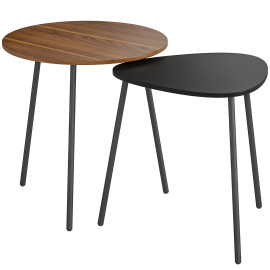 Lot de 2 tables basses gigognes EZRA noyer et noire