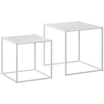 Lot de 2 tables basses gigognes LINDSAY blanches