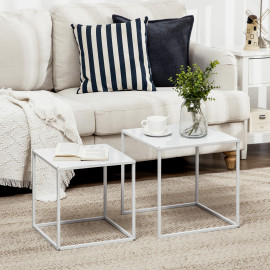 Lot de 2 tables basses gigognes LINDSAY blanches