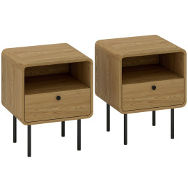 Lot de 2 tables de chevet NARRO aspect chêne