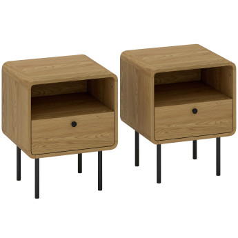 Lot de 2 tables de chevet NARRO aspect chêne