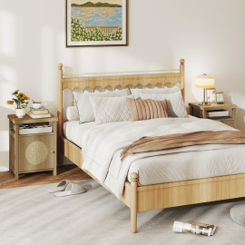 Lot de 2 chevets cannage SIMMO marron