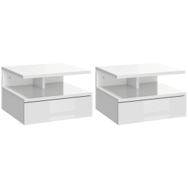 Lot de 2 tables de chevet murales NIALO blanc