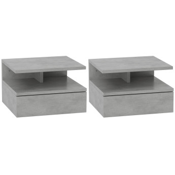 Lot de 2 tables de chevet murales VERONA gris ciment