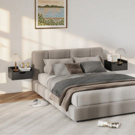 Lot de 2 tables de chevet murales ARTHURO noires