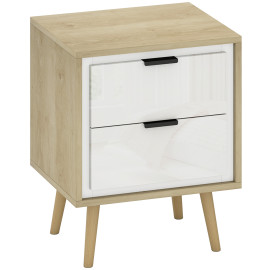 Chevet style scandinave NICOLA blanc effet bois clair