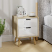 Chevet style scandinave NICOLA blanc effet bois clair