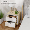 Chevet style scandinave NICOLA blanc effet bois clair