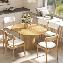 Table ronde extensible DEBRA aspect bois naturel