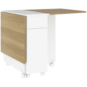 Table de cuisine rabattable ROMA aspect bois et blanc
