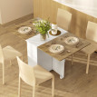 Table de cuisine rabattable ROMA aspect bois et blanc