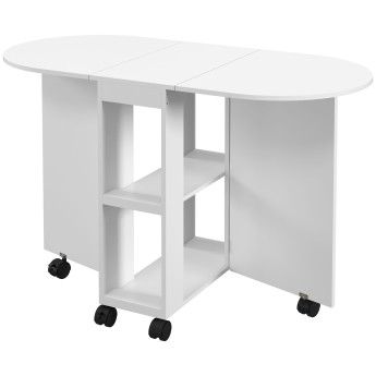 Table de cuisine rabattable ovale LINA blanche