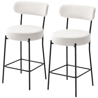 Lot de 2 tabourets de bar DINA blanc cassé