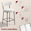 Lot de 2 tabourets de bar DINA blanc cassé
