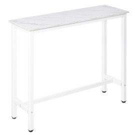 Table de bar GLENA aspect marbre blanc