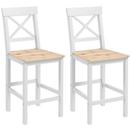 Lot de 2 chaises hautes HELENA blanches et bois