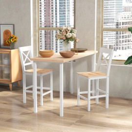 Lot de 2 chaises hautes HELENA blanches et bois